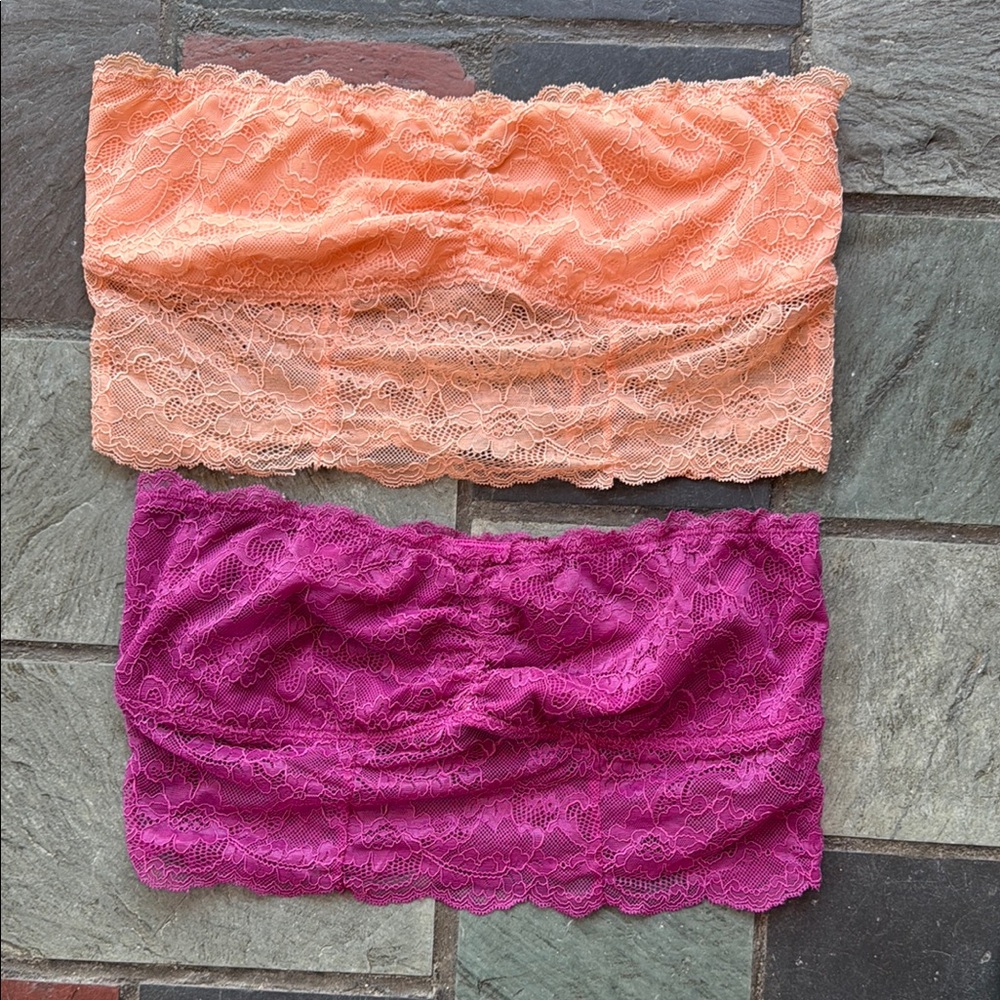 Lace Bandeau Tops in Orange and Purple